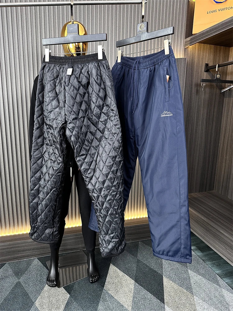 Warm Cotton-filled Outdoor Casual Pants for Men Straight Leg Winter Trousers Fashionable Long Pants Cold-resistant