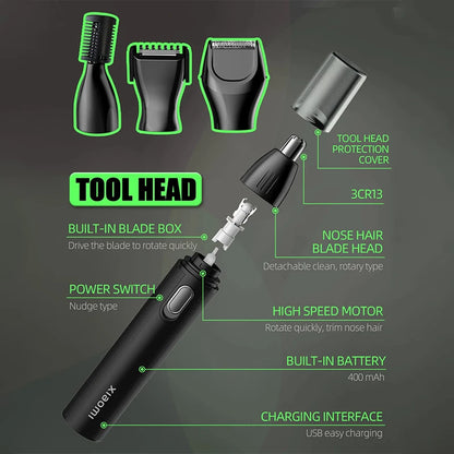 MIJIA 4 in 1 Electric Nose Ear Hair Trimmer for Men Painless USB Rechargeable Sideburns Eyebrows Beard Hair Clipper Shaver
