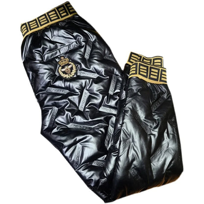 Men's Winter down Cotton Pants Windproof Waterproof Warm Long Trousers Delivery Boy Outdoor Running Anti-Cold Cuffed Trendy