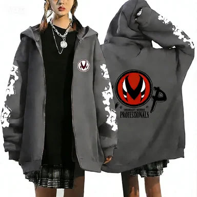 Trendy Anime Hooded Cardigan Unisex Harajuku Style Casual Fashion Long Sleeve Jacket Autumn Winter Fleece Zipper Sweatshirt