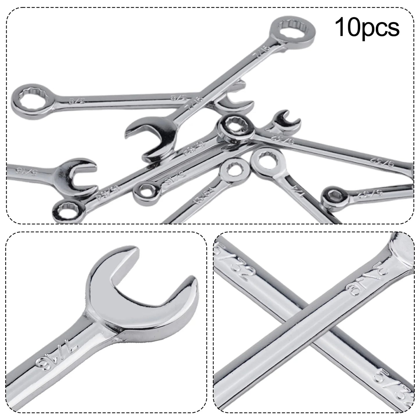 Hand Tool Wrenche Spanner Metric Practical Set Tool Steel 1 Set 10pcs Adjustable Automotive Tool British Repairs