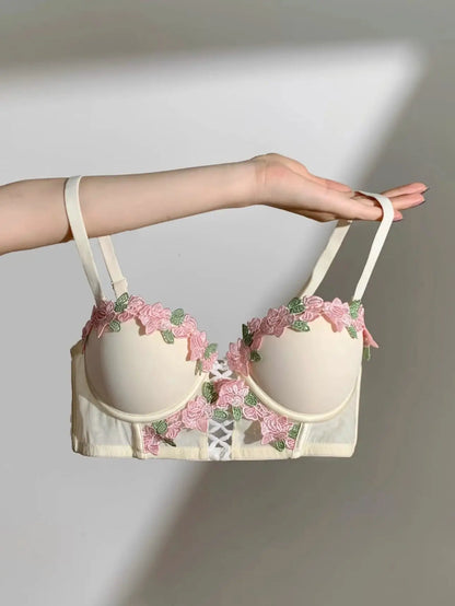 Sweet Innocent Japanese Style Lingerie Set Cute Soft Wireless Bra Gathered Push Up Thin Fabric Summer Lightweight Underwear S-XL