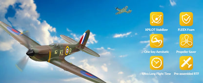 Volantex New Spitfire RC Plane EPP 400mm Wingspan RC Fighter One Key Aerobatic 2.4G 4CH RTF Warbird Plane