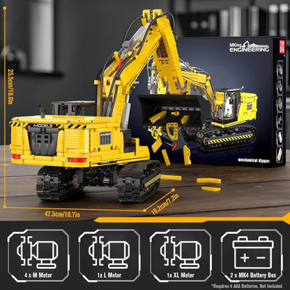 MOULD KING 13112 Technical Car Toys The MOC-2513 APP&RC Motorized Excavator Model Building Blocks Bricks Kids Christmas Gift