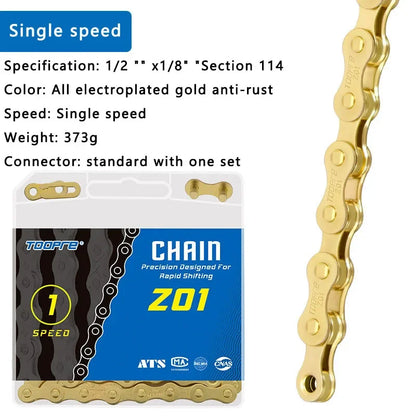 TOOPRE Bicycle chain 6 7 8 9 10 11 12 speed MTB Road bike Chain Single Speed Velocidade Electroplated Silver Golden Chain 116L