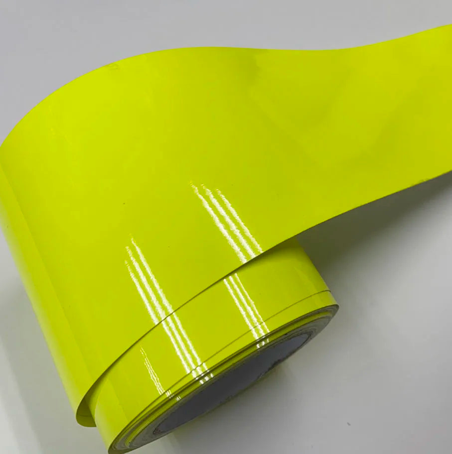 10cm*1/2/3/4/5/6/8M Premium Glossy fluorescent yellow Vinyl Wrap Film Sheet Air Release Self-adhesive Sticker Decal