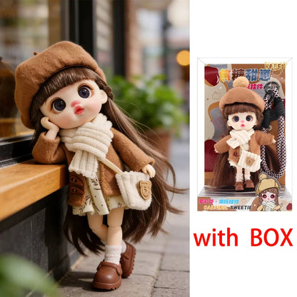 13cm Bjd Doll Trendy Collectible Toy Four Series Styles Changeable Outfit Phone Backpack Pendant Free Dopamine Color Lanyard Mul