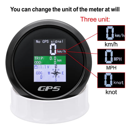85mm Digital GPS Speedometer Odometer with GPS Antenna TFT Screen Waterproof Voltmeter Universal for 12V 24V Car Boat Motorcycle
