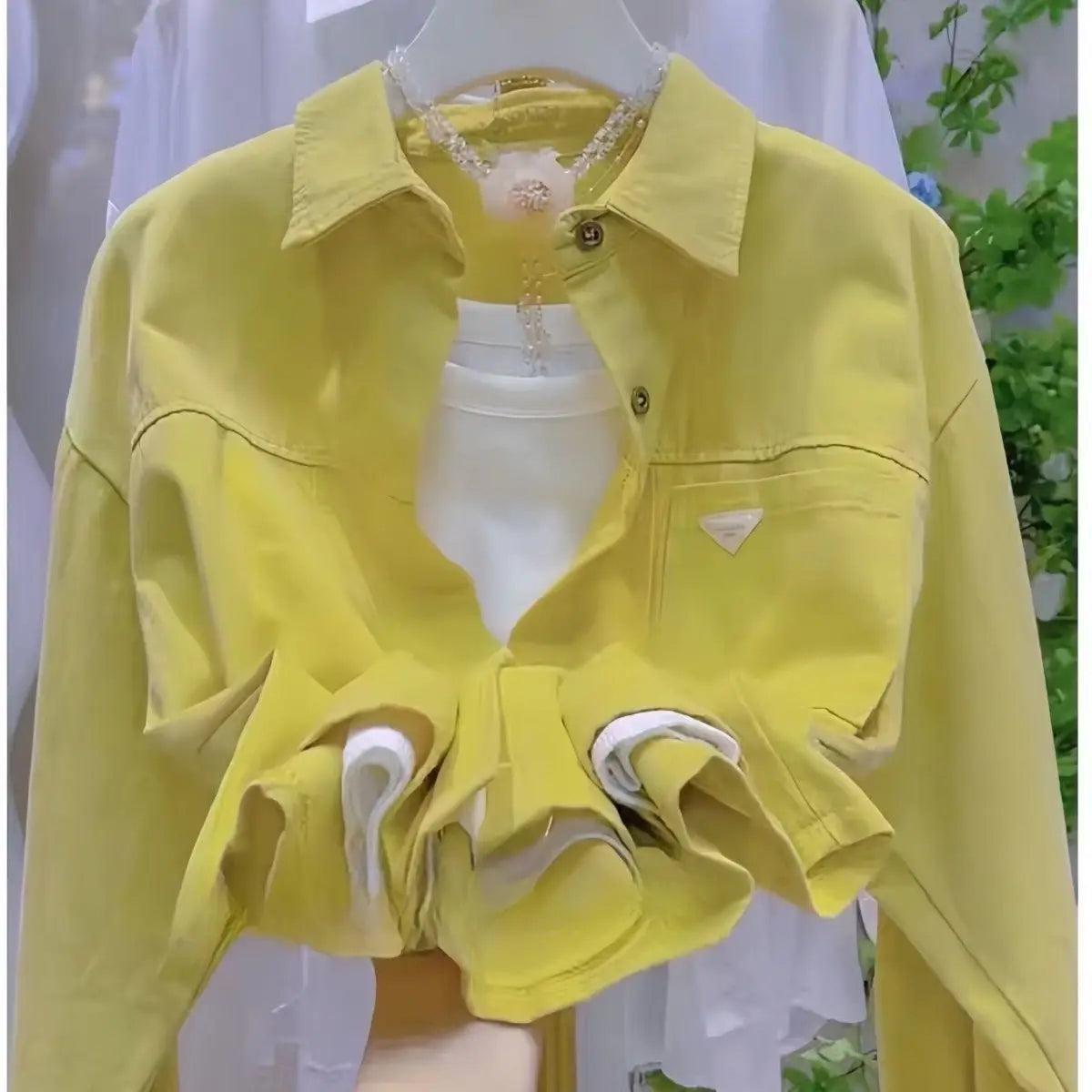 Loose Fit Pure Cotton Long Sleeve  Neck Shirt Women's Casual Style Spring 2026 New Arrival Anti-Wrinkle Age-Defying Top