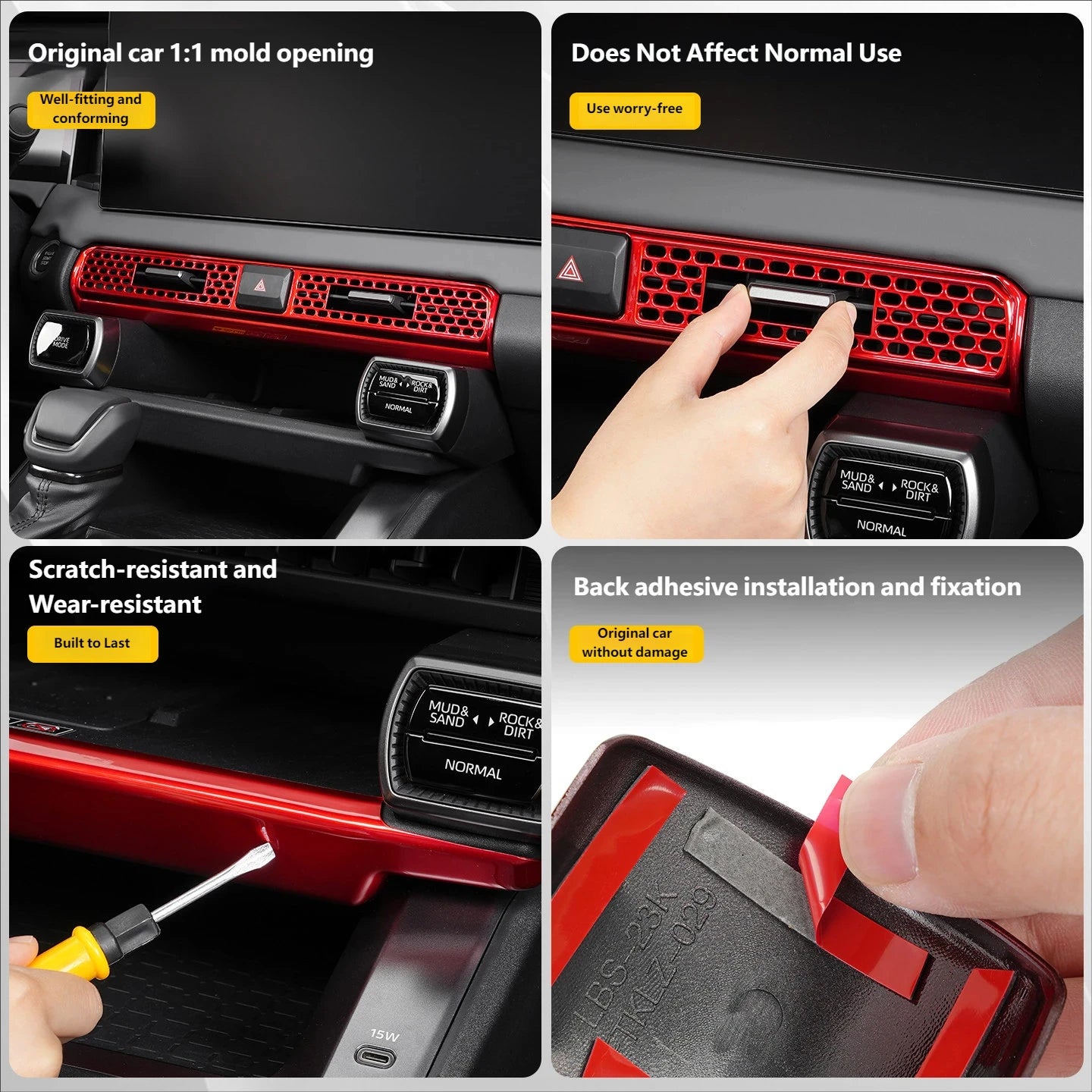 For Toyota RAV4 XA60 2026 ABS Red Gear Shift Cover Trim Central Control Strip Air Outlet Trim Interior Decoration Accessories