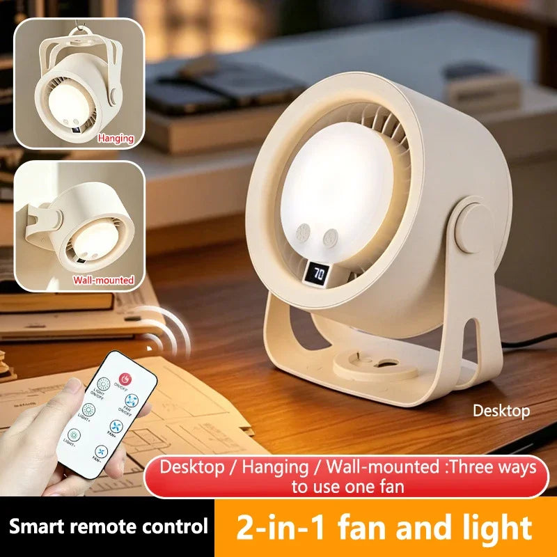 Lenovo Silent Turbo Desk Fan Wall Mounted Fan High Speed Rechargeable RGB Night Light Remote Control for Home Outdoor Kitchen