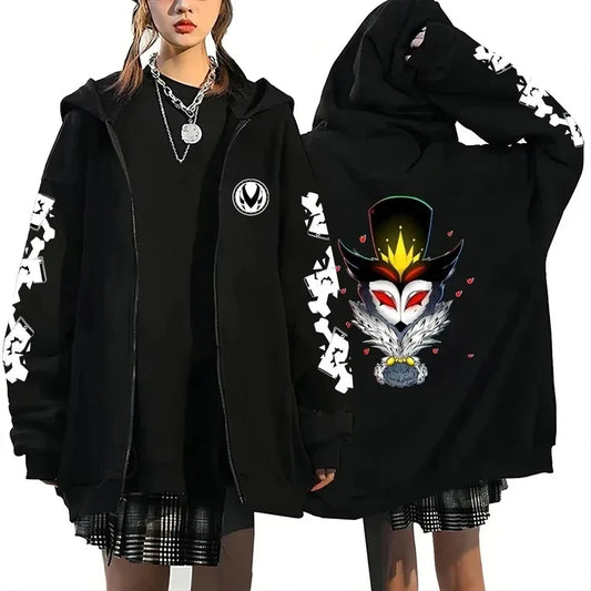Trendy Anime Hooded Cardigan Unisex Harajuku Style Casual Fashion Long Sleeve Jacket Autumn Winter Fleece Zipper Sweatshirt