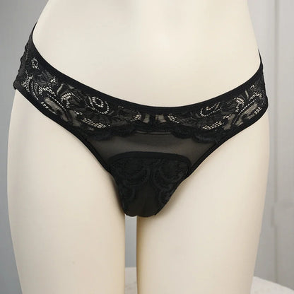 1pc Panties For Men Hiding Gaff Lace Transgender Breathable Underwear G-strings Open Butt Thongs Sissy Gay