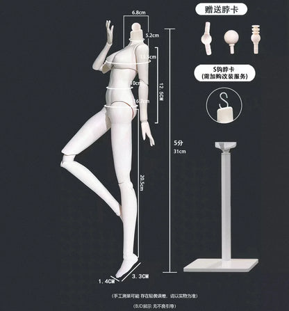 Fashion Doll Original 5-inch BJD Doll: Beiji Dihua'er Cute Art Figure with Articulated Joints and Doll Clothes