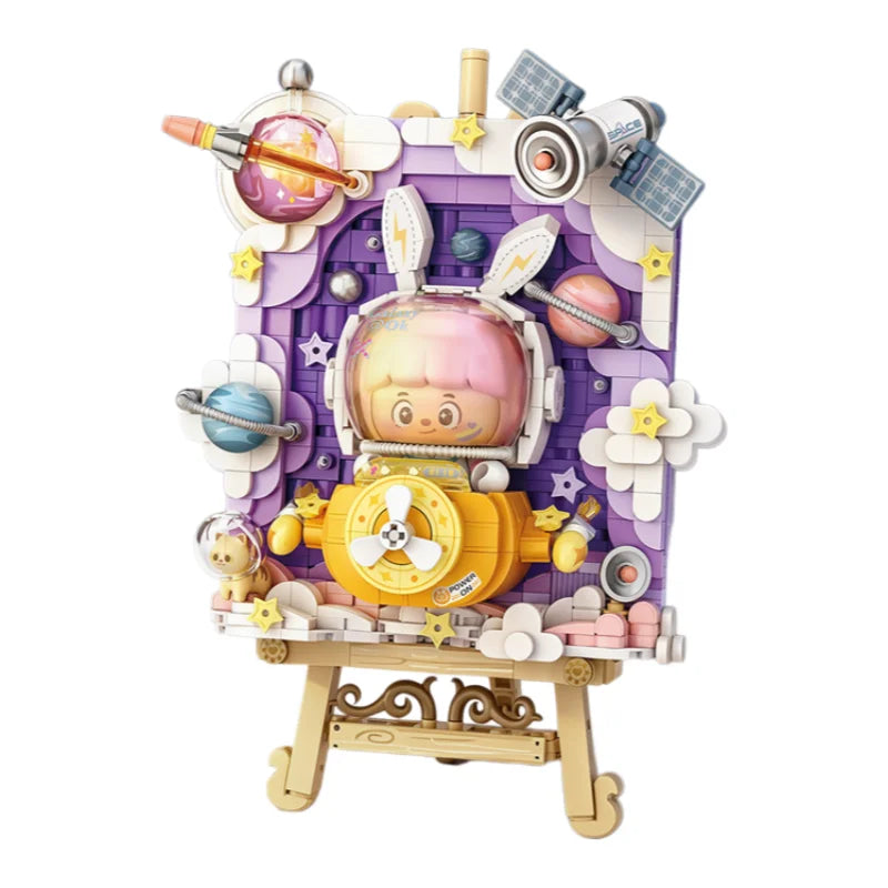 LOZ Space Travel Astronaut 3D Picture Light Board Creative Ornament MOC Building Blocks Educational Toys Birthday Toys Gift