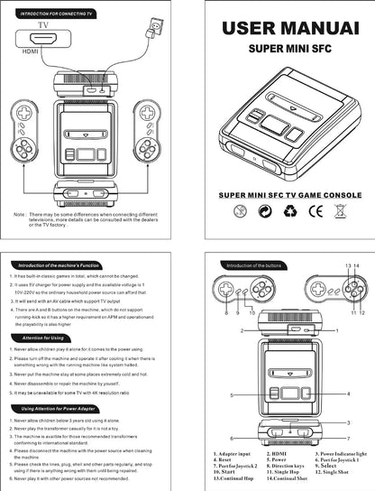 SFC621 Mini Retro Video Game Console 4K HDMI For SNES Home Came Console Built in SFC620 Game with wired Gamepad for Kids Gifts
