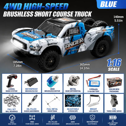 In Stock HBX 3100A 1:16 2026 New Brushless 4WD RC Short Course Truck Blue High Speed Off-Road LED Lights Waterproof Electronics