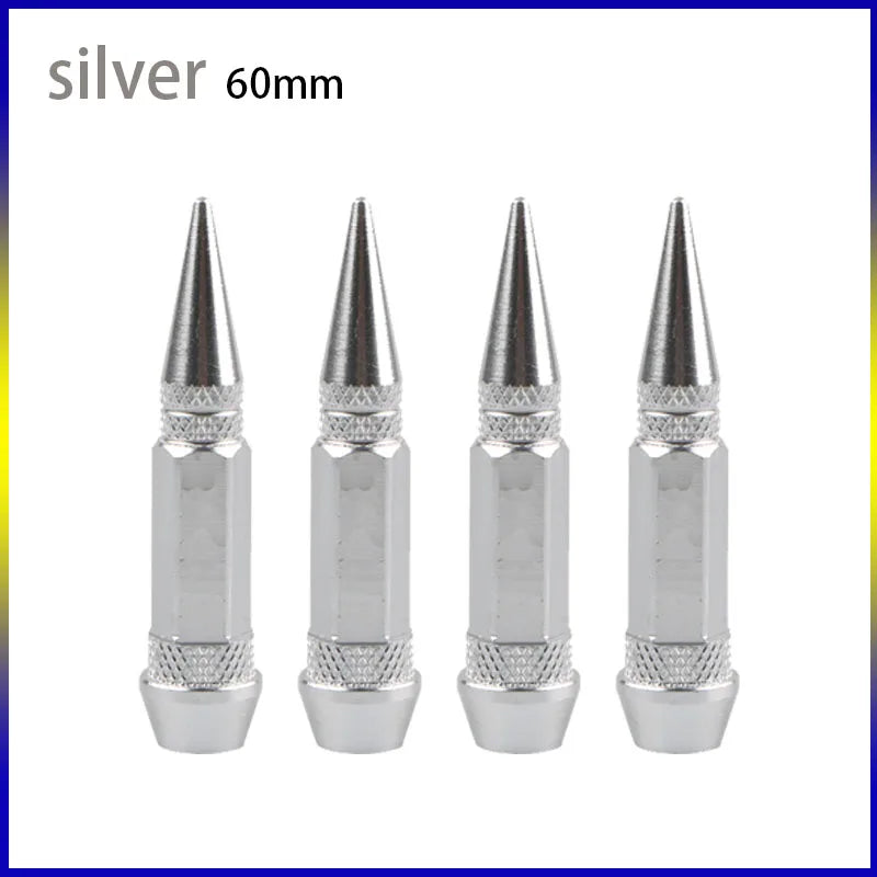 4pcs 45mm 60mm Universal Car Tire Valve Stem Cap Wheel Rim Stem Spike Shaped Dust-proof Air Metal Cap Cover for Motorcycle