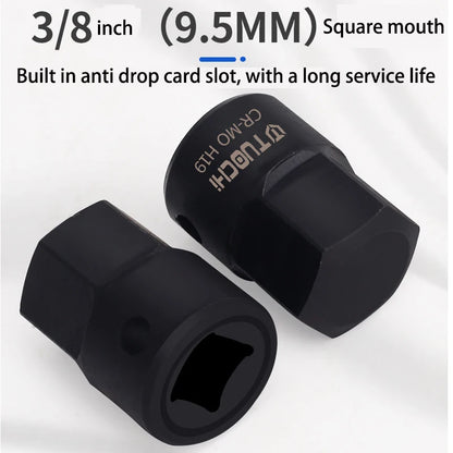 3/8 Inch Drive Low Profile Impact Hex Driver Set SAE/Metric 1/4-3/4 Inch 6-19mm Cr-Mo Steel One-Piece Construction Hand Tool