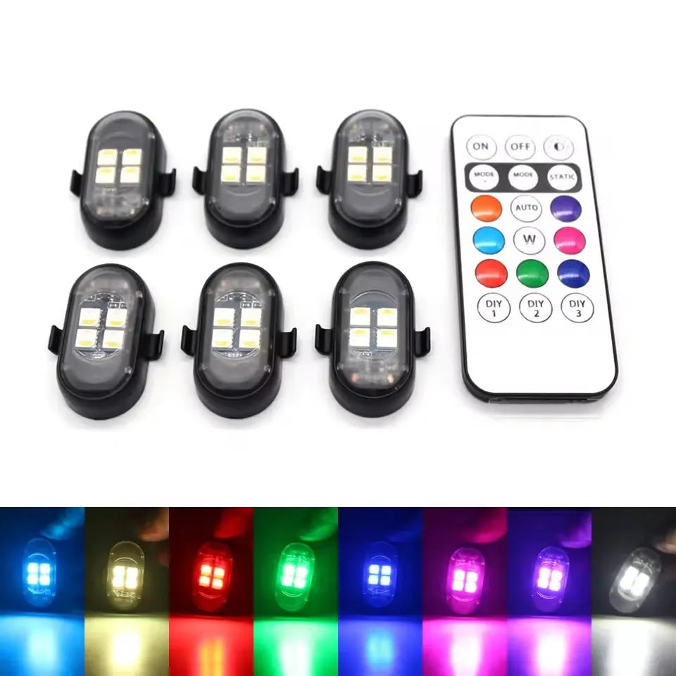 Upgrade RGB Car Atmosphere Lights, Larger Battery & Brighter, Type-C Charging Cable, Wireless Remote Multi-Mode for Car Motorcyc