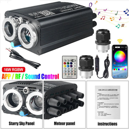 32W RGBW Meteor Car Roof stars Fiber Optic Light Music Roof Car Interior Ambient Atmosphere Light  for Starry Sky ceiling