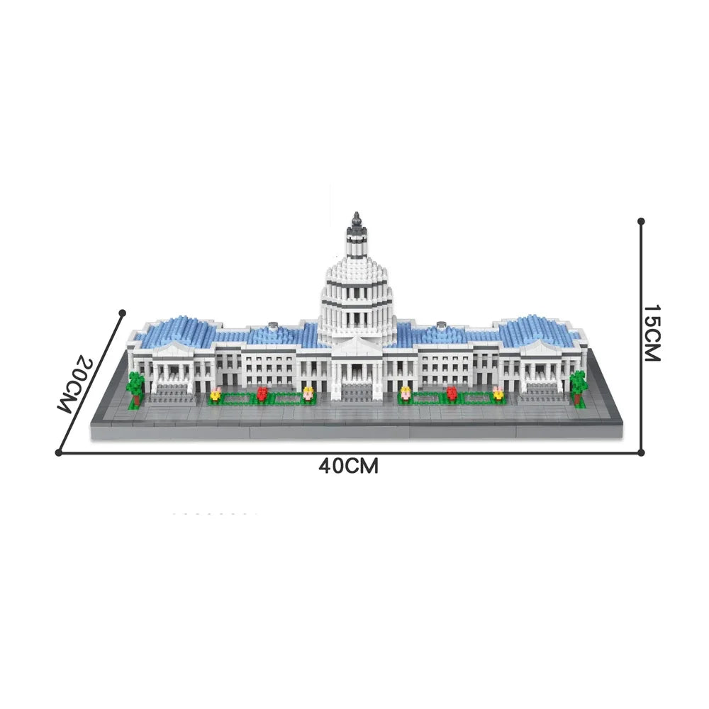 Knew Built Micro Mini Building Block with USB LED Light, White House Toy, Architecture Model, Ideal Decorative Piece Home Office