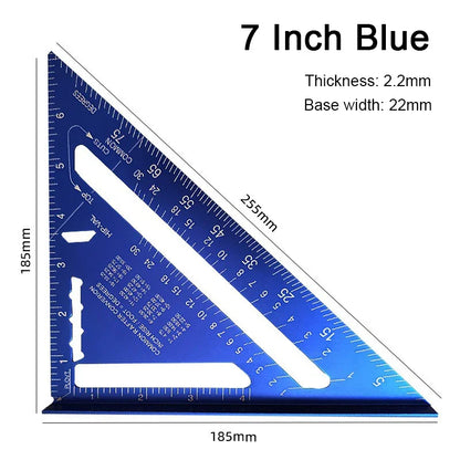 7-Inch Aluminum Speed Square with Inch/Metric Scales – Precision Measuring Tool for Woodworking and Carpentry