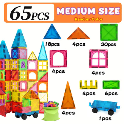 Children's Magnetic Building Blocks Set, Stem Educational Toy, Stacking and Puzzle Set, Birthday and Holiday Gift, Creative Play