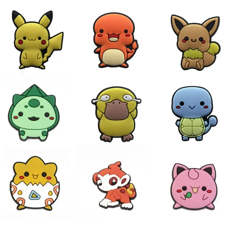 9-47Pcs Potdemiel Pokemon Shoe Charms Accessories DIY Bubble Slides Clogs Sandal Shoe Buckle Decoration For Kids X-mas Gifts
