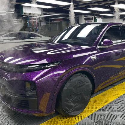 145x200cm Forged Carbon Fiber Purple Car Vinyl Wrap Waterproof Self-Adhesive Film for Hood Roof PPF Vinyl Car Body Covering Film