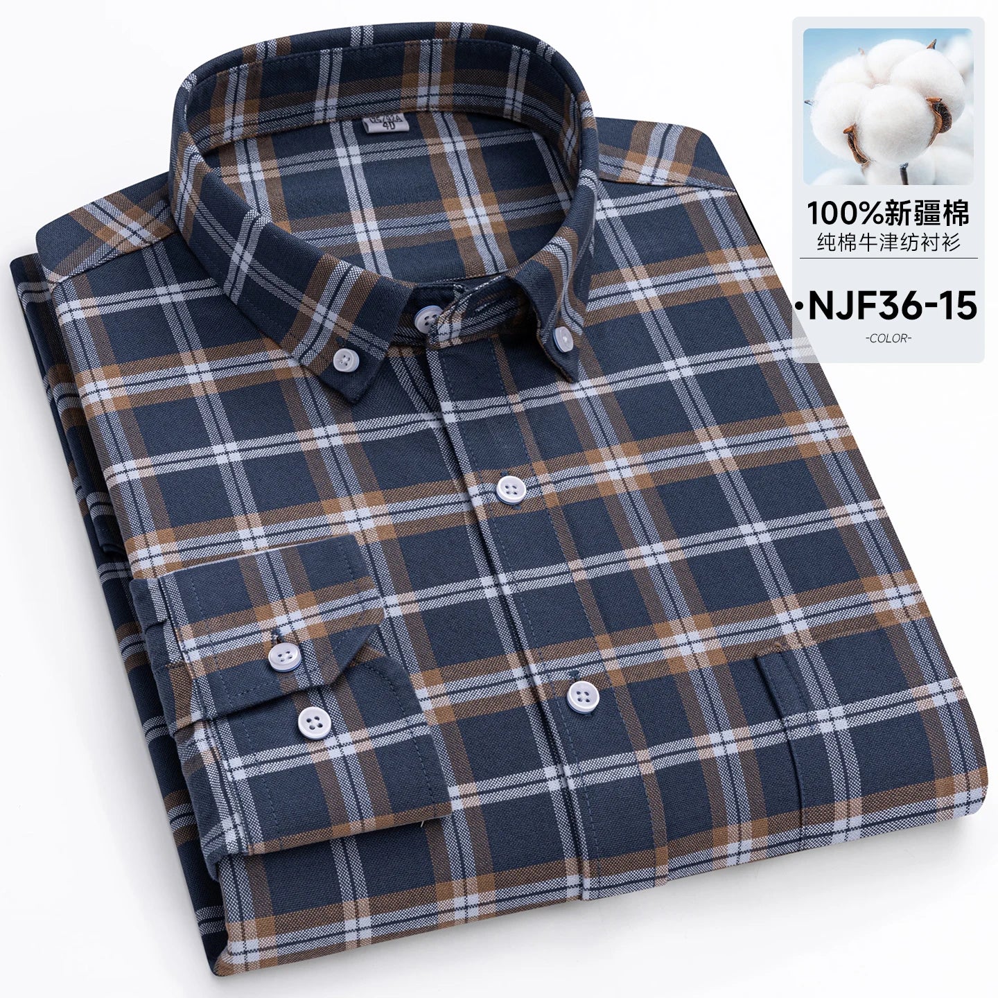 New in Tops Pure Cotton Oxford Plaid Striped Shirts For Men Long Sleeve Classic Business Formal Slim Fit Casual Designer Clothes