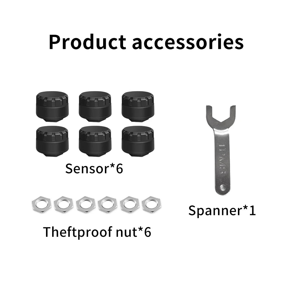 2026 Bluetooth External Tire Pressure Monitor BT TPMS Sensor For Motorcycle Car Van RV and Truck APP View 6 Major Abnormal Alarm