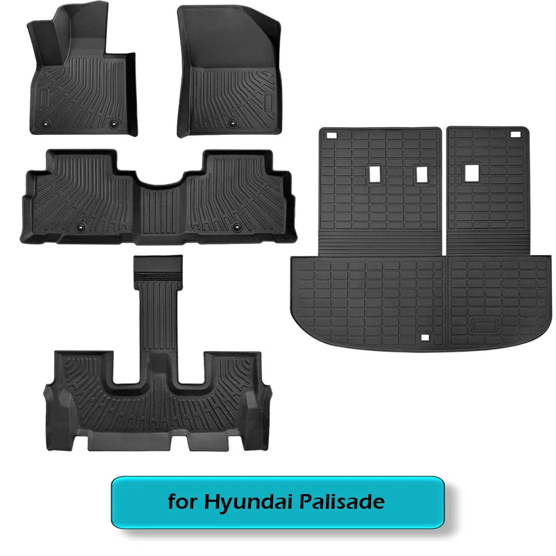 Floor Mats for 2020 - 2024 Hyundai Palisade Trunk Mat with Backrest Mat TPE Waterproof All Weather Protector Cargo Liner