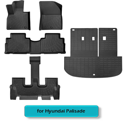 Floor Mats for 2020 - 2024 Hyundai Palisade Trunk Mat with Backrest Mat TPE Waterproof All Weather Protector Cargo Liner