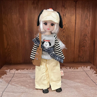 30cm 1/6 Fashion Girls Dress Up Doll Movable 20 Joints Cute Sweet Face Festival Gift with Clothes Shoes BJD Princess Doll Toy