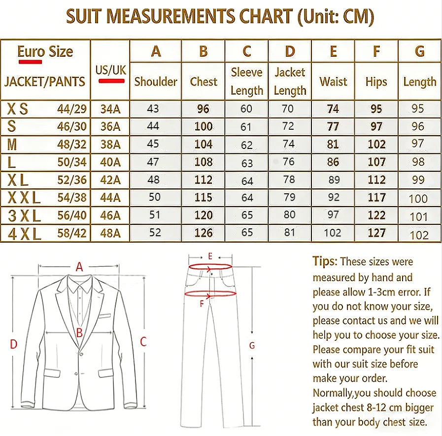 Elegant Men Slim Fit Suit Sets Formal Party Business Outfits Evening Prom Male Performance High Quality Blazer Pants 2 Pieces