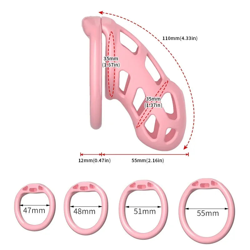Male Chastity Cage with 4 Size Rings Positive/Negative Chastity Device Sissy Cb Lock Penis Bondage SM Chastity Lock Sex Toys Men