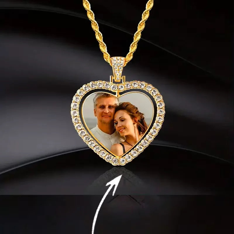 Double-Sided Customised Photo Necklace - Comes With a Personalised Hip-Hop Chain Pendant Customisable Photo Necklace