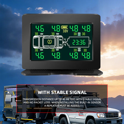 Truck Car Tire Pressure Monitor System Solar TPMS 6 /8 Internal And External Sensors LCD Display Tyre  Alarm Monitor Auto Tester