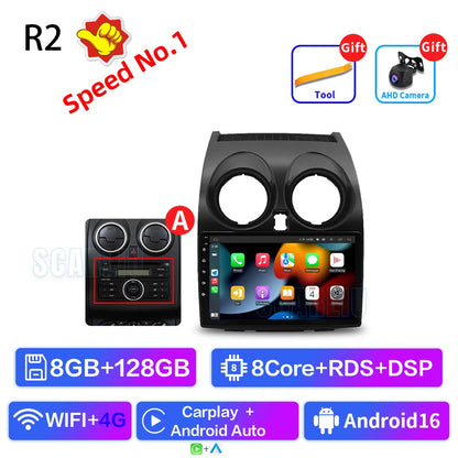 8+128 Android 16 Car Radio Multimedia Carplay For Nissan Qashqai 1 J10 2006 - 2013 4G Wifi Navi GPS DVD 2Din BT Autoradio Stereo
