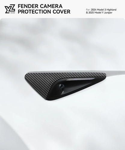 YZ Turn Signal Camera Trim Cover forTesla Model3Y 202-2026 Accessories Side Leaf Board Protector ABS Matte Carbon Fiber Pattern