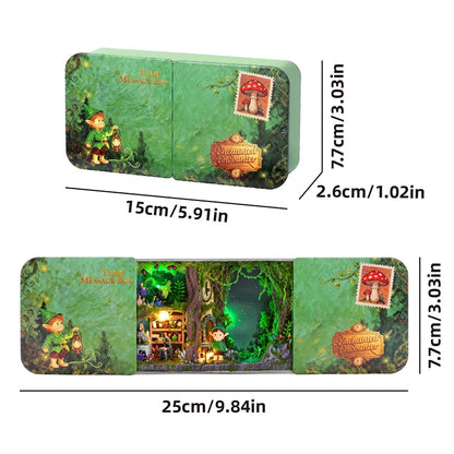 DIY Time Message Box Miniature Dollhouse Kit with LED Light Wooden Assembled Model Handmade Craft Puzzle Toy for Birthday Gifts