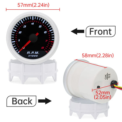 2"52mm Smoke Len PSI/BAR Turbo Boost Gauge Meter Water/Oil Temp Meter Tachometer Vacuum VOLT Oil Pressure for Gasoline Car 12V