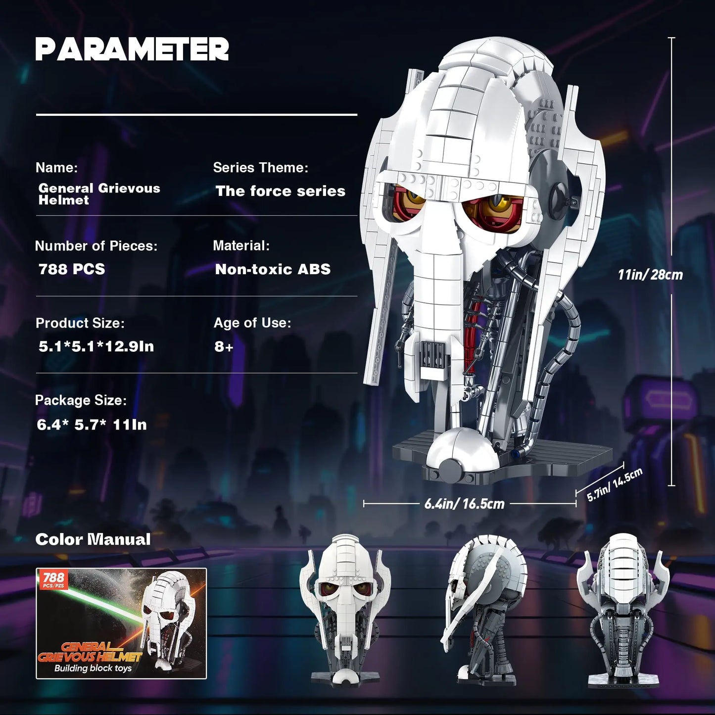 MOC 788pcs Idea General Grievous Helmet Building Blocks Bricks Model Helmet Collection Assembling Toys for Children Adults Gift