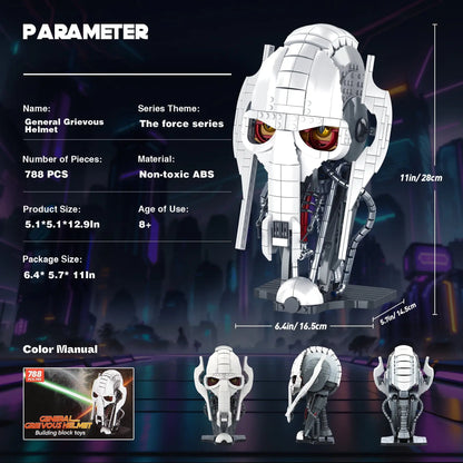 MOC 788pcs Idea General Grievous Helmet Building Blocks Bricks Model Helmet Collection Assembling Toys for Children Adults Gift