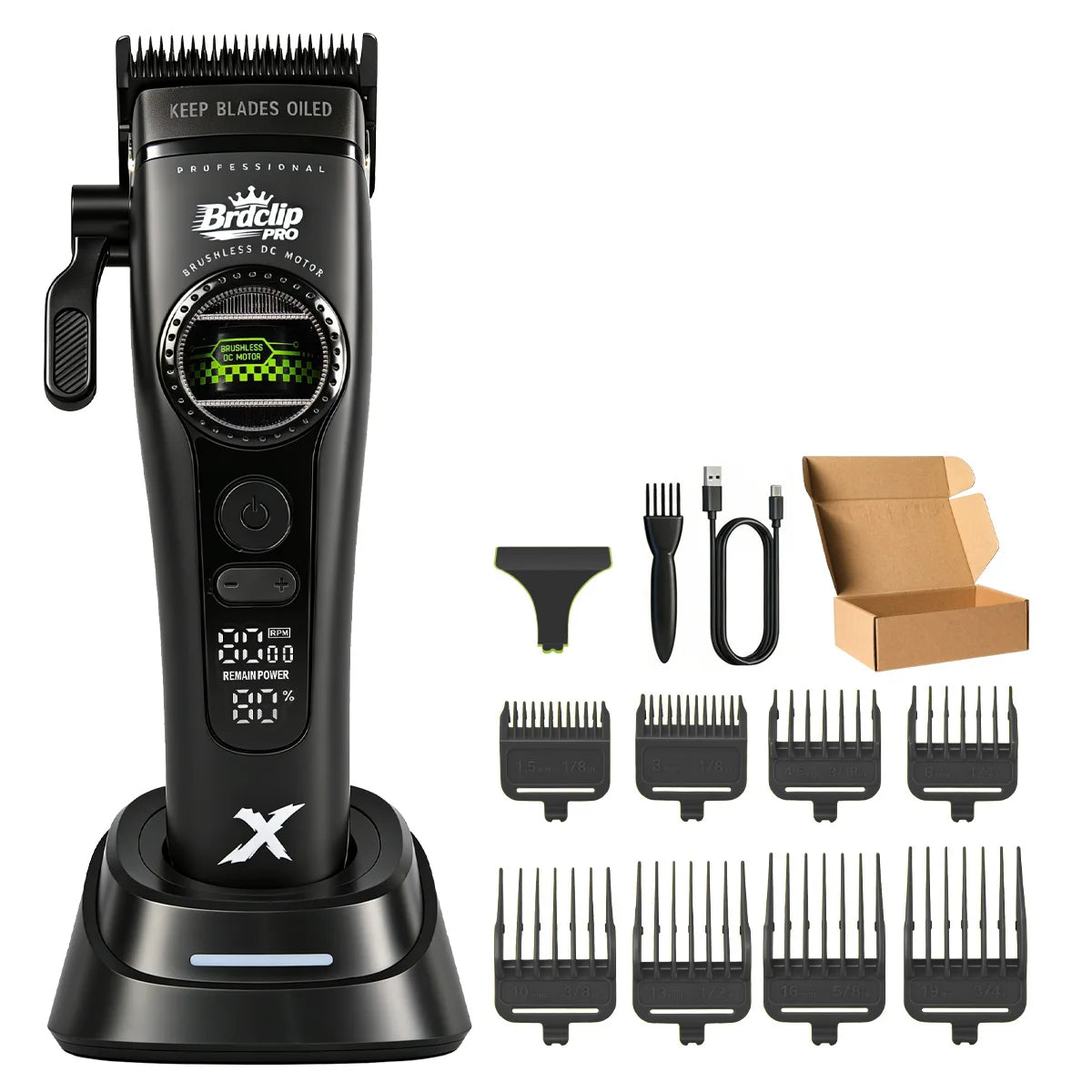 2026 3 Colors BRDCLIP 898C Professional 8000RPM Hair Clipper Outer-Rotor Brushless Motor 5-speed Adjustment DLC Detachable Blade