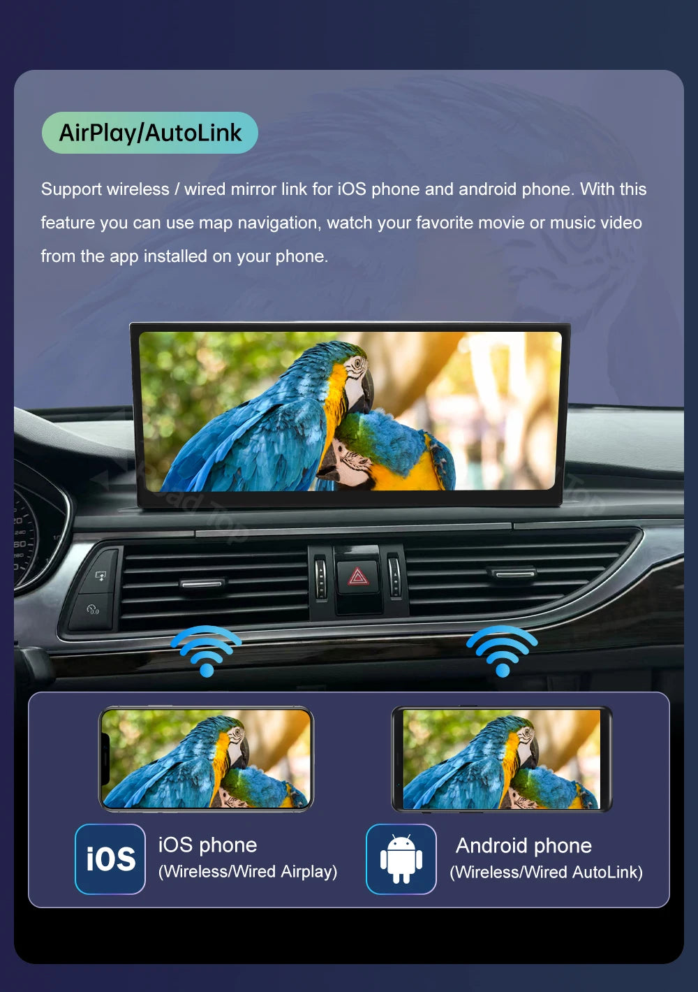 Road Top 12.3" Linux Screen For Audi A6 C6 A7 C7 2011-2018 with Wireless CarPlay Android Auto Airplay Car Radio Player