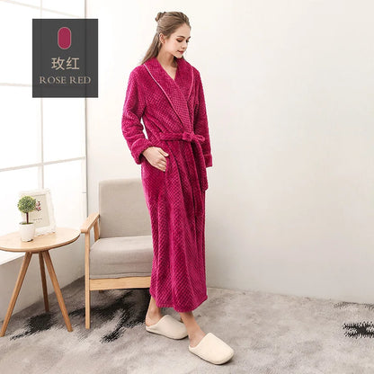 Thickened Extended Bebe Velvet Couple Robe Women's Winter plus Size Fashion Sleepwear Men's XXXL Sexy Home Clothes Pyjamas