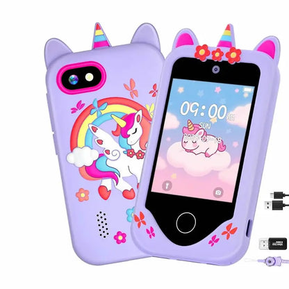 Digital Camera Kids Smart Phone MP3 Player Camera Toys Toys for Girls Touchscreen Unicorn Baby Mobile Educational Boys Age 3-8