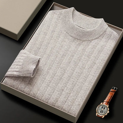 420g 100% Wool Men's High-quality Sweater, Business Casual Round-neck Pullover, Warm & Soft